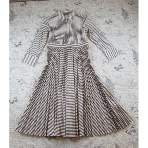 New Marella Sport Women's Praga Poplin stripe Midi Shirt Dress womens size US 6 - Picture 5 of 11